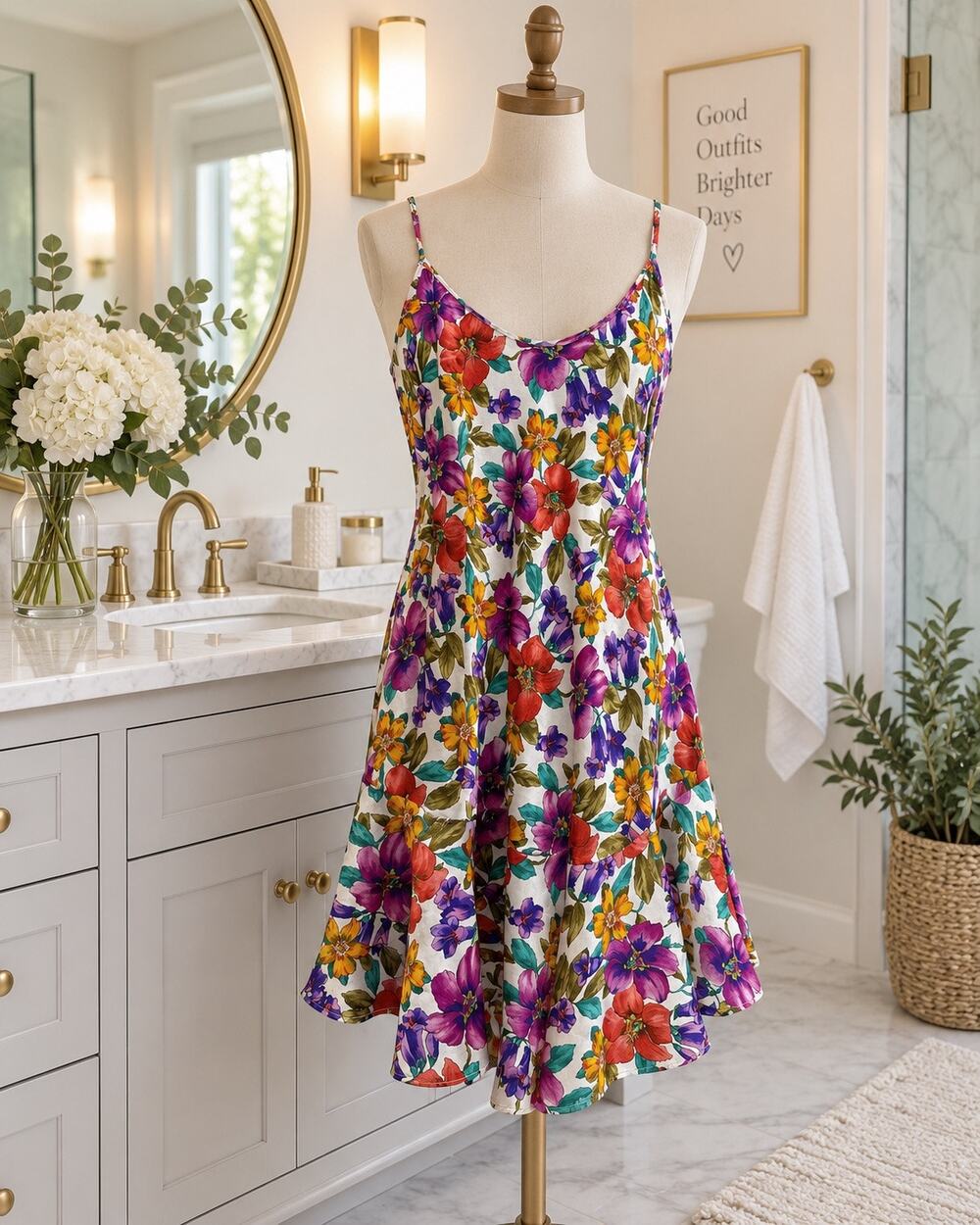 CALIFORNIA DYNASTY Vtg 90s Floral Satin Chemise Nightgown Sleepwear Pink Sz m